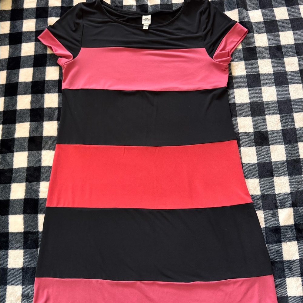 Signature by Sangria, Black, and Orange Mini Dress